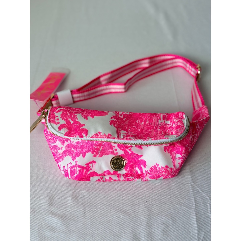 Lilly Pulitzer Torrey Belt Bag Resort White Anniversary Toile Pink 015898 new